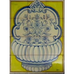 Painel de 12 Azulejos Pintados à Mão Tradicional Painel de 12 Azulejos Pintados à Mão Tradicional