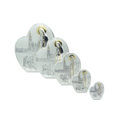 Placa Coração Aparição de Fátima Dourada Placa Coração Aparição de Fátima Dourada