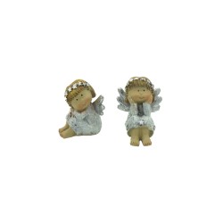 Anjo Resina Prateado Sentado 6cm Sort.2 Anjo Resina Prateado Sentado 6cm Sort.2