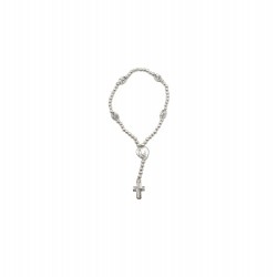 Terço Mini Prateado Elástico C/ Medalhas de Fátima Terço Mini Prateado Elástico C/ Medalhas de Fátima