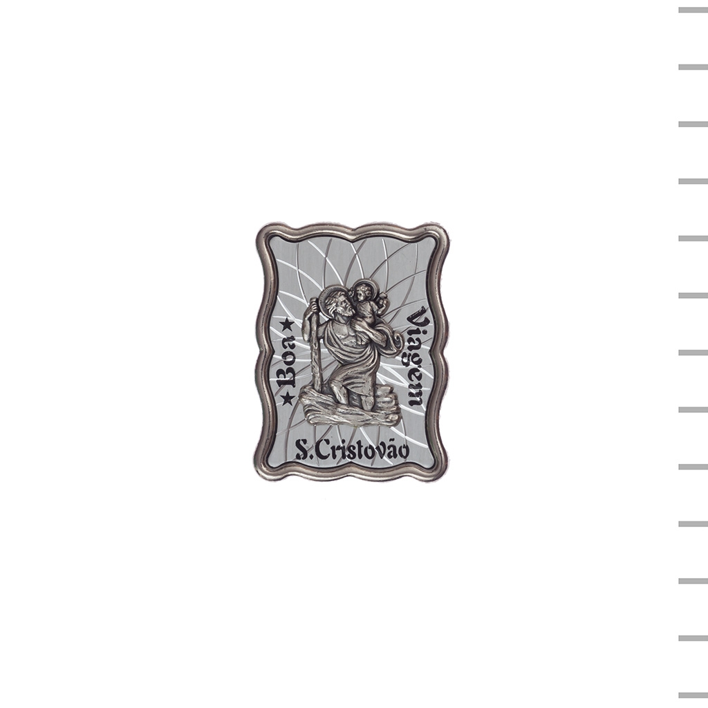 Íman com Moldura São Cristóvão Metal Branco