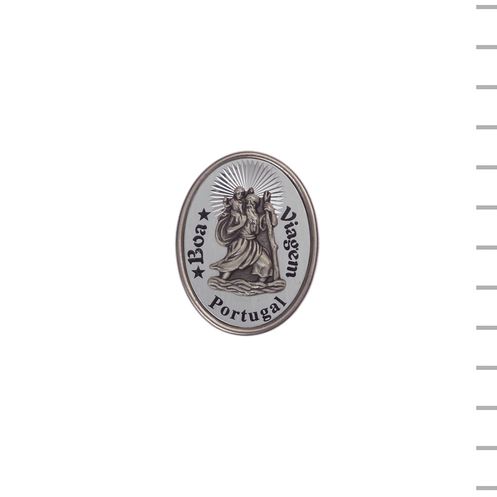 Íman Oval Prateado São Cristóvão Metal