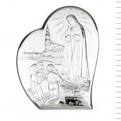 Bilaminado Prata Coração C/ Aparição de Fátima T4 Bilaminado Prata Coração C/ Aparição de Fátima T4