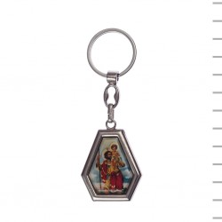 Chaveiro Hexagonal Fátima/São Cristóvão Colorido Chaveiro Hexagonal Fátima/São Cristóvão Colorido