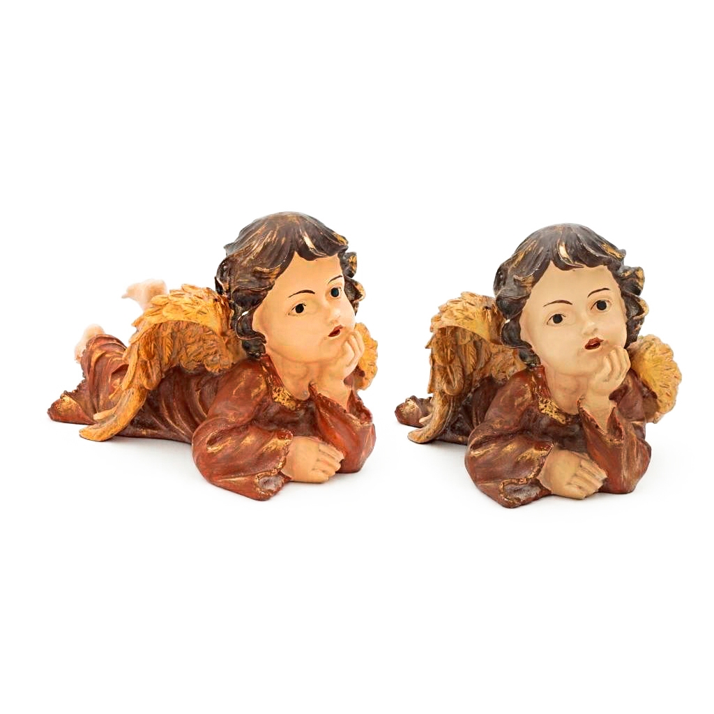 Conjunto de 3 Anjos Pintura Antiga (P.U)