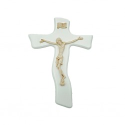Crucifixo Branco de Pendurar em Resina 22,5x15 cm Crucifixo Branco de Pendurar em Resina 22,5x15 cm