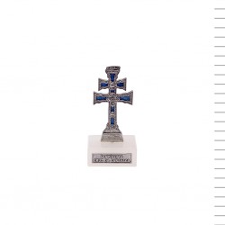 Cruz da Caravaca Pequena Prateada com Base