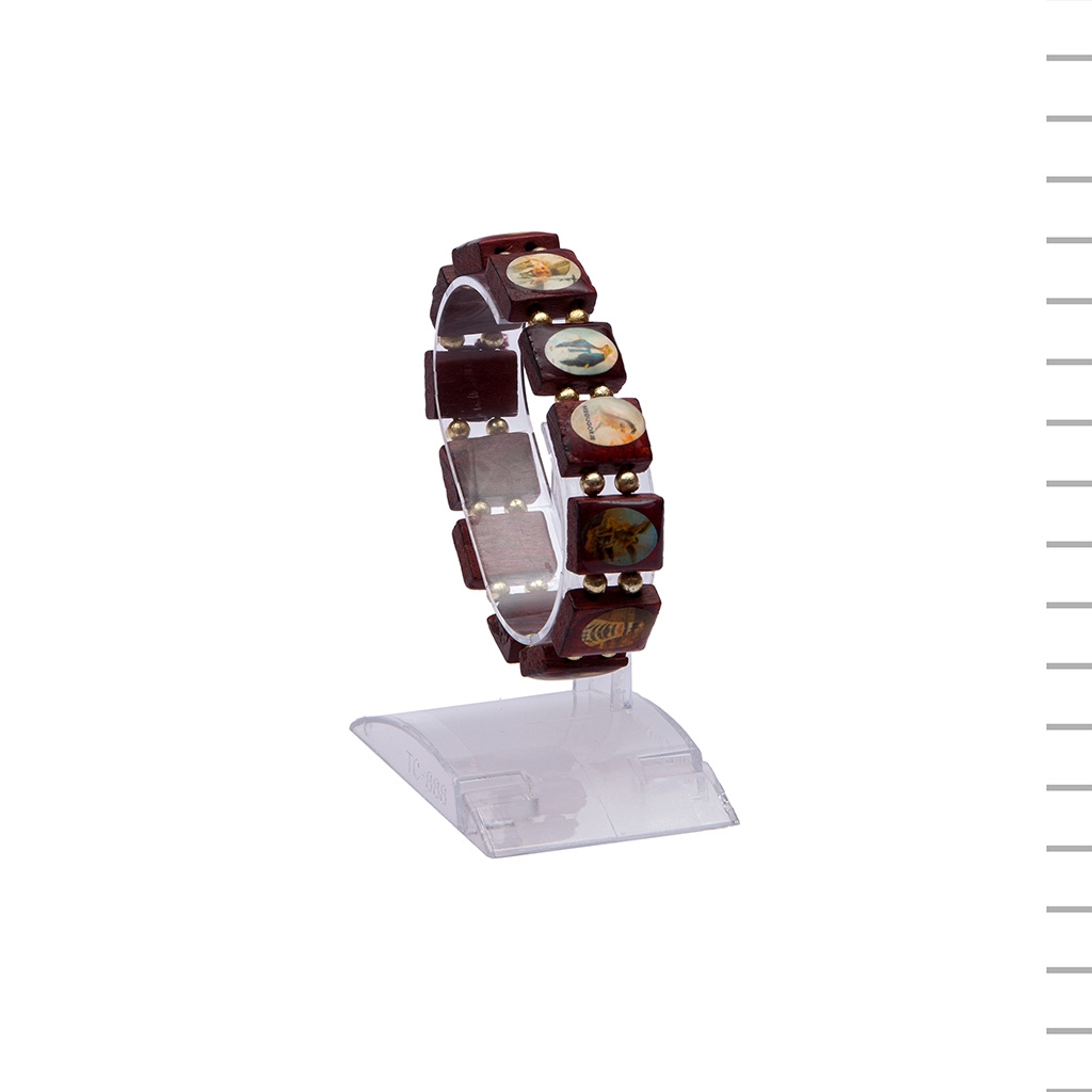 Dúzia de Pulseiras de Madeira com Diversos Santos