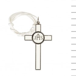 Fio com Cruz Metal Argentada e Branca Fio com Cruz Metal Argentada e Branca