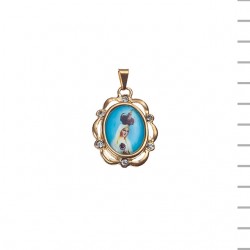 Medalha Dourada Orla Com Pedras Fátima Coroada Medalha Dourada Orla Com Pedras Fátima Coroada