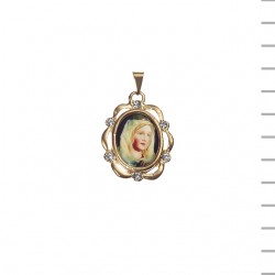 Medalha Dourada Orla Com Pedras Fátima Véu Medalha Dourada Orla Com Pedras Fátima Véu