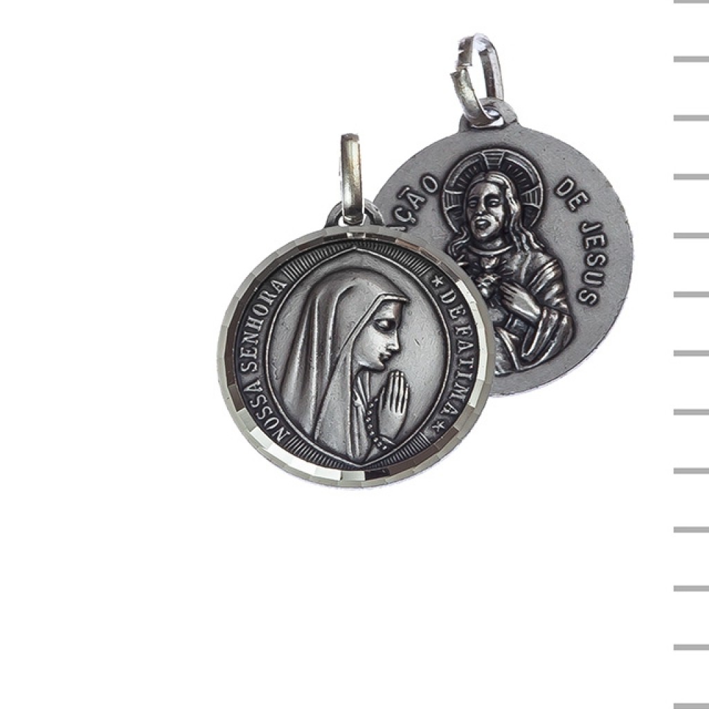 Medalha Nikelada Rosto VS Aparição de Fátima 3cm