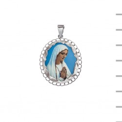 Medalha Oval Fátima Prata e Esmalte 3,2mm 1,50gr Vários Modelos Medalha Oval Fátima Prata e Esmalte 3,2mm 1,50gr Vários Modelos