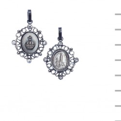 Medalha Oval Fátima Prata Rendada/ Coroa 3,40gr Medalha Oval Fátima Prata Rendada/ Coroa 3,40gr