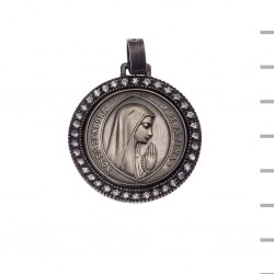 Medalha Prata e Pedra Rosto Fátima 11,50gr Medalha Prata e Pedra Rosto Fátima 11,50gr