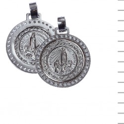 Medalha Prata e Pedras com Fátima Aparição 13,80gr Medalha Prata e Pedras com Fátima Aparição 13,80gr