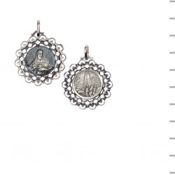 Medalha Prata Fátima Aparição Floreada 5,40gr Medalha Prata Fátima Aparição Floreada 5,40gr