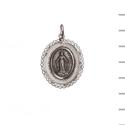 Medalha Prata Oval Renda Dupla Milagrosa 5,30gr Medalha Prata Oval Renda Dupla Milagrosa 5,30gr