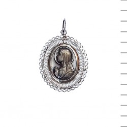 Medalha Prata Oval Rendado Dupla Rosto Virgem 6,20gr Medalha Prata Oval Rendado Dupla Rosto Virgem 6,20gr