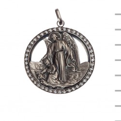 Medalha Prata Redonda Gr. com Zirconias 17,00gr Medalha Prata Redonda Gr. com Zirconias 17,00gr