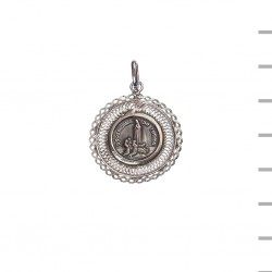 Medalha Prata Redonda Renda Dupla Aparição 4,00gr Medalha Prata Redonda Renda Dupla Aparição 4,00gr