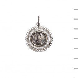 Medalha Prata Redonda Renda Dupla Coroada 4,00gr Medalha Prata Redonda Renda Dupla Coroada 4,00gr