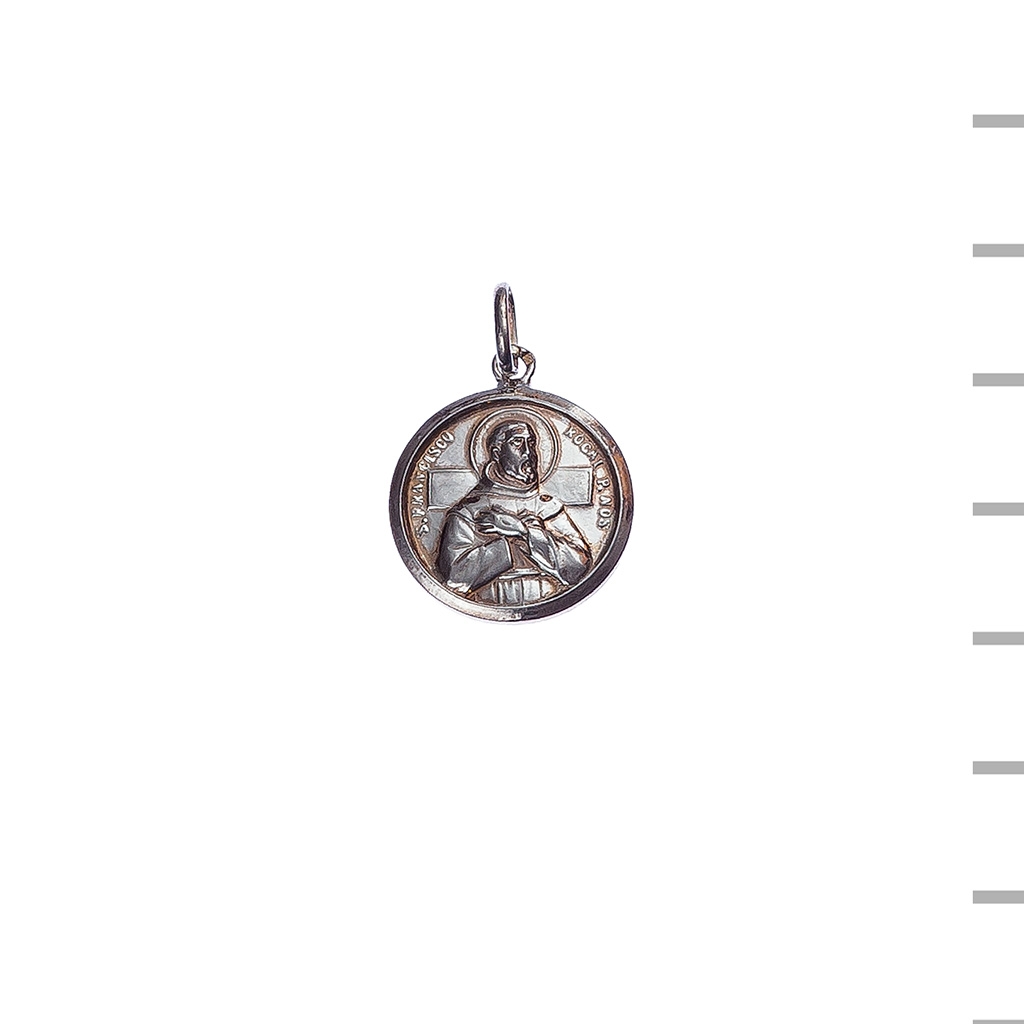 Medalha Prata Redonda São Francisco 2cm