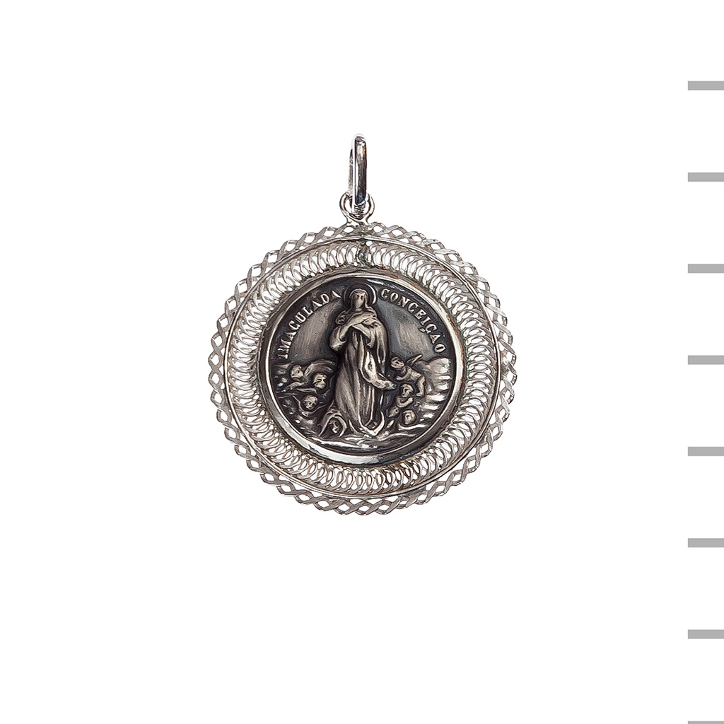 Medalha Prata Renda Dupla N. Sra. Conceição 6,20gr