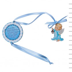 Medalhão com Oração e Anjinho Pendurado Rosa+Azul Medalhão com Oração e Anjinho Pendurado Rosa+Azul