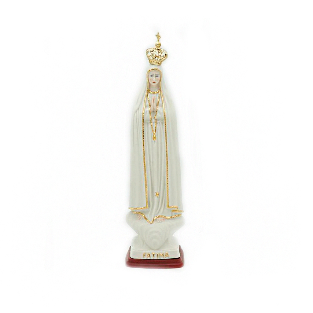 N. Sra de Fátima em Porcelana Filete Ouro 30 cm