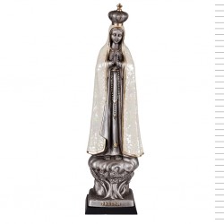 N.ª Sr.ª de Fátima Grande Prata e Pérola Manto Trabalhado 40cm N.ª Sr.ª de Fátima Grande Prata e Pérola Manto Trabalhado 40cm