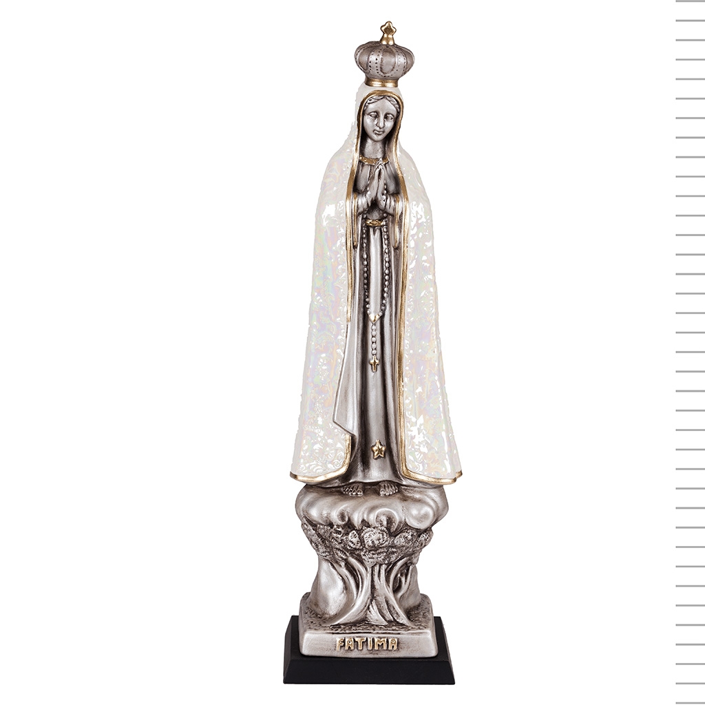 N.ª Sr.ª de Fátima Média Manto Prata Trabalhado 35 cm