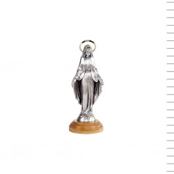 N.ª Sra. Das Graças Argentada c/m Base de Madeira 10cm N.ª Sra. Das Graças Argentada c/m Base de Madeira 10cm