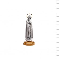 Nª Senhora de Fátima Argentada C/ Base de Madeira 10cm Nª Senhora de Fátima Argentada C/ Base de Madeira 10cm
