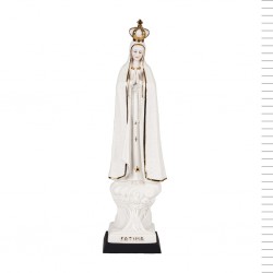 Nª. Srª. de Fátima Pequena Ouro e Manto Trabalhado 31 cm Nª. Srª. de Fátima Pequena Ouro e Manto Trabalhado 31 cm