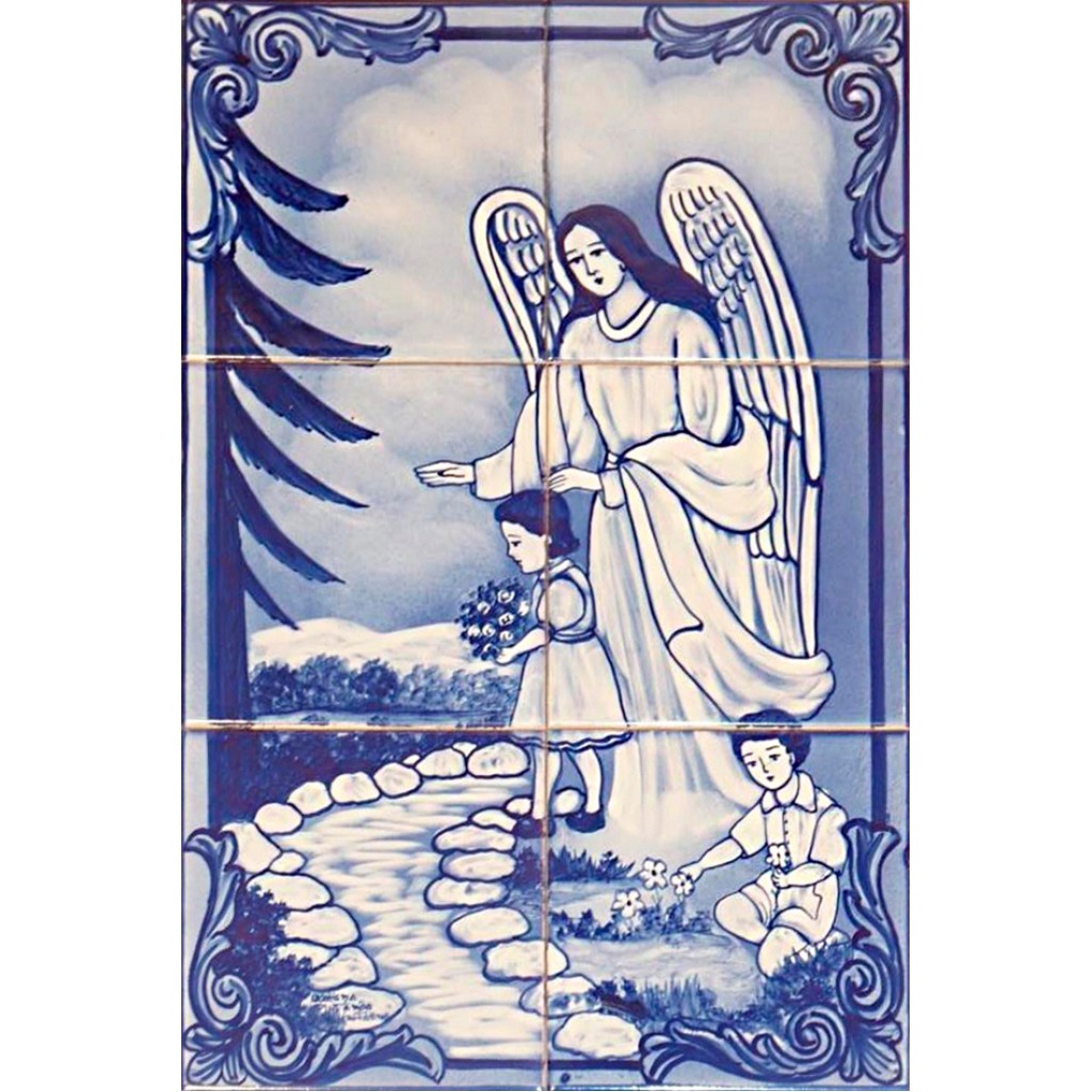 Painel de 6 Azulejos Pintados à Mão Uniforme