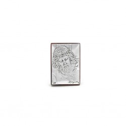 Placa Argentada Rosto de Cristo Média Placa Argentada Rosto de Cristo Média