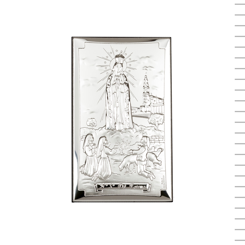 Placa Bilaminada C/ Aparição de Fátima 15 x 9cm