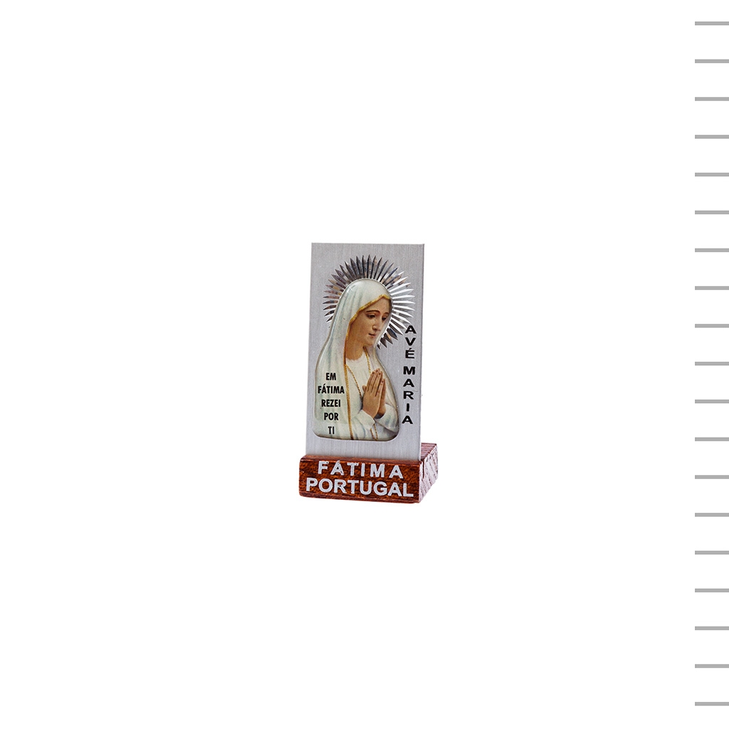 Placa de Alumínio Fátima Colorida Rectangular com Base