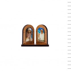 Placa Pequena Madeira Papa Francisco e Fátima Colorido Placa Pequena Madeira Papa Francisco e Fátima Colorido