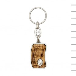 Porta Chaves Madeira de Oliveira e Metal com Avé Maria Porta Chaves Madeira de Oliveira e Metal com Avé Maria