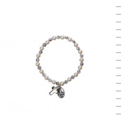 Pulseira Dezena Conta Pérola e Rosa Pequena Pulseira Dezena Conta Pérola e Rosa Pequena