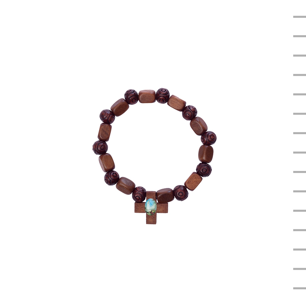Pulseira Dezena de Madeira com Fátima