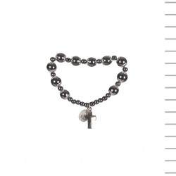 Pulseira Hematite C/ Medalha de Fátima e Cruz Pulseira Hematite C/ Medalha de Fátima e Cruz