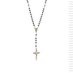 Terço Dourado Conta de Cristal Preta C/Caixa Terço Dourado Conta de Cristal Preta C/Caixa