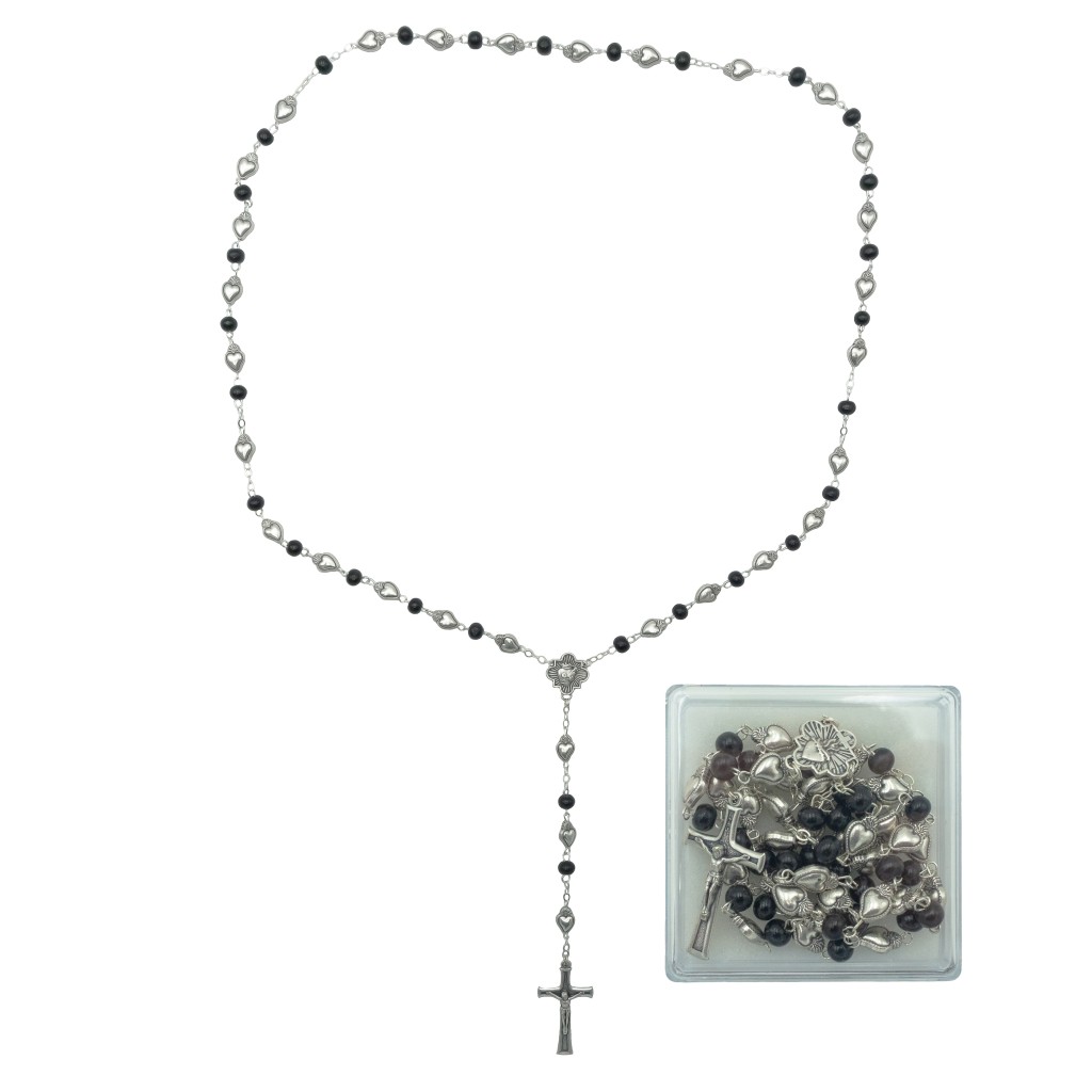 Terço Cordão Conta Madeira C/ S.C. de Jesus C/ Cx.