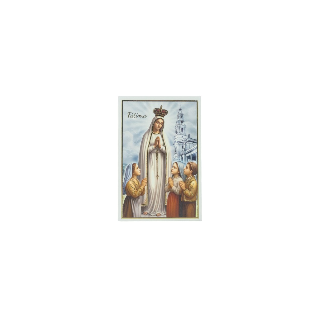 Placa C/ Aparição de Fátima C/ Brilho 9x13.5cm