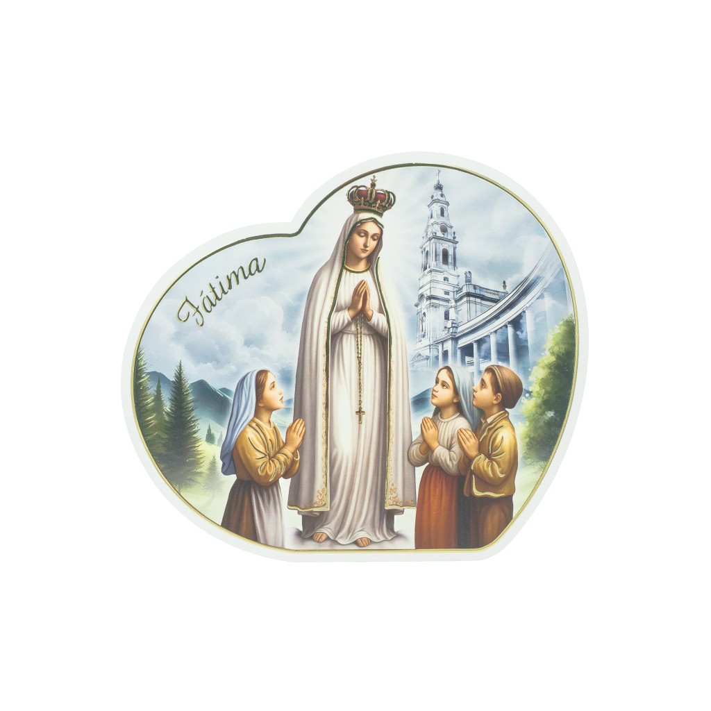 Placa Coração C/ Aparição de Fátima 24.5x21.5cm