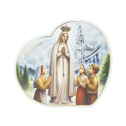 Placa Coração C/ Aparição de Fátima 35.5x32cm Placa Coração C/ Aparição de Fátima 35.5x32cm