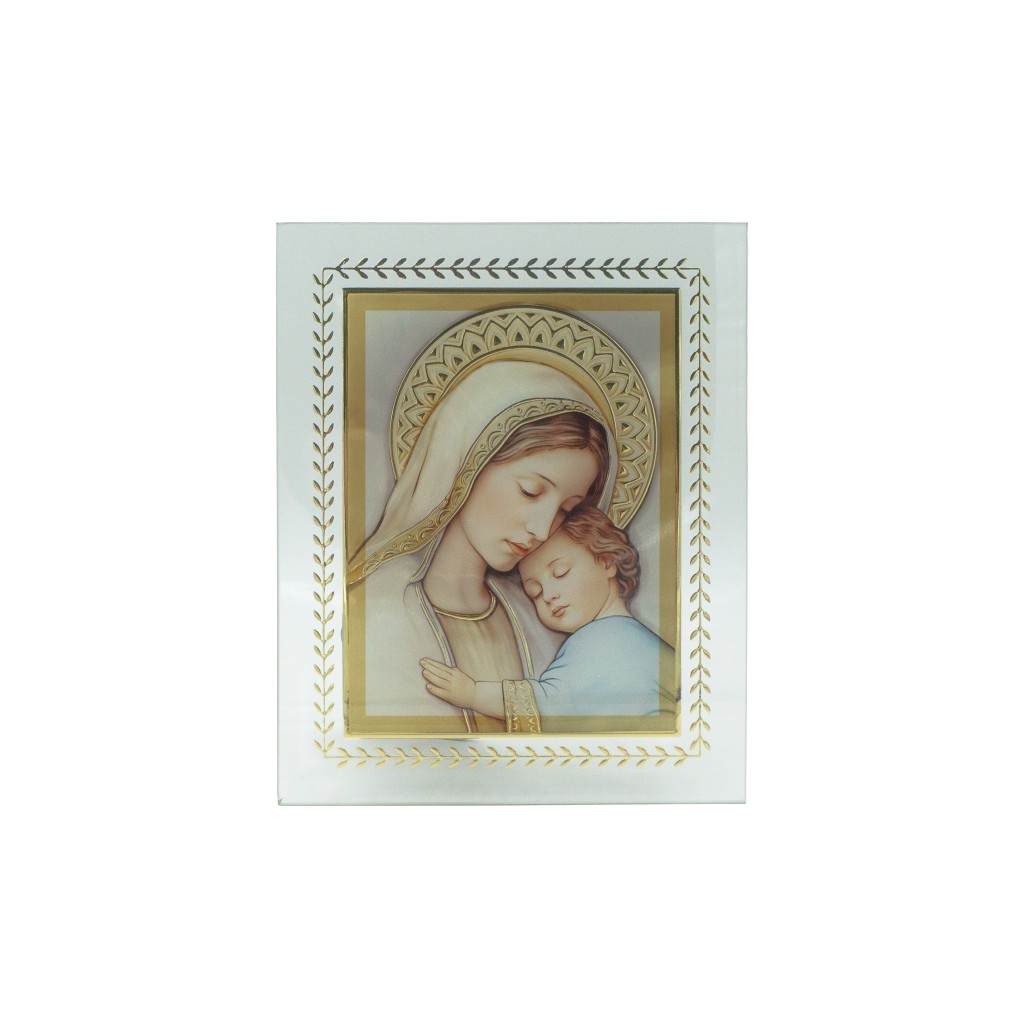 Placa de Vidro C/ Amor de Mãe Colorido 17x21cm